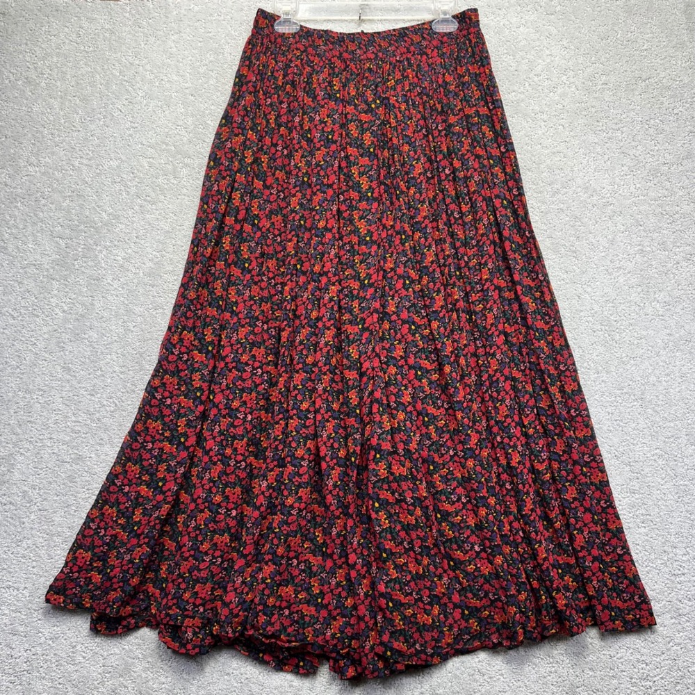 VINTAGE GAP Maxi Skirt Womens Large Multicolor Rayon Floral Ditsy Boho Flowy - Picture 1 of 12